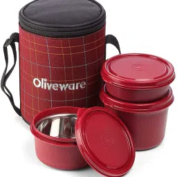Infinite Lunch Box | 3 Stainless Steel Containers | Microwave Safe | Leak Proof 3 Containers Lunch Box-image-58
