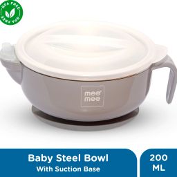 Stay Warm Baby Steel Bowl with Suction Base (Grey) - Steel-image-94