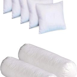 Combo Set Of 5 Cushion And 2 Microfibre Solid Bolster Pack of 7-image-24