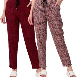 Pack of 2 Women Printed Multicolor Track Pants-18