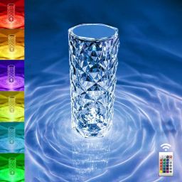 Led Crystal Rose Touch Lamp,3 Touch Diamond Crystal Lamp,16 Color RGB LED Lights Night Lamp-9