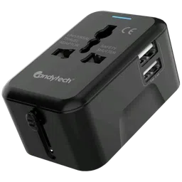 Candytech Travel Adapter (With Dual USB Port, CT-C10, Black)-image-35