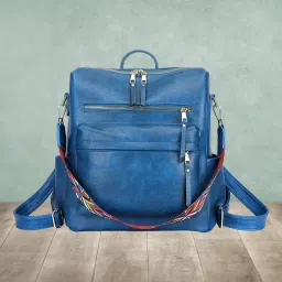 Medium 25 L Laptop Backpack Backpack Purse for Women Convertible 25L Travel Vintage PU Leather Shoulder-image-22