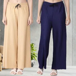 irha Pack of 2 Women Regular Fit Multicolor Viscose Rayon Trousers-picture-18
