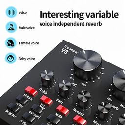 zhizuka Condenser Microphone with V8 Sound Card | Recording, Stream, Podcast & Broadcast Microphone image 5