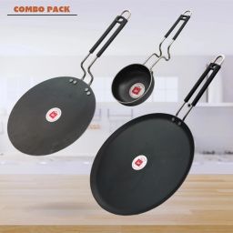 Traditional Iron Tawa And Tadka Pan with Grip type Handle Combo Tawa 25 cm diameter-image-39