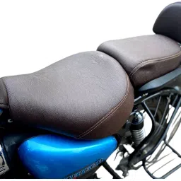 RoyalEnfield Meteor 350 Fireball, Stellar, Supernova, Cushion Seat Cover (Brown) Split Bike Seat Cover For Royal Enfield Meteor-image-30