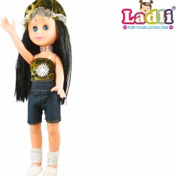 Girl Doll in Blue Jiens Dress With Hat & Hand Bag For Kids Age 2 years - 6 years-image-59