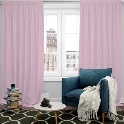 parda online Light Pink Polyster Solid 7ft Blackout Rod Pocket Window/Door (1 Pc)-picture-49