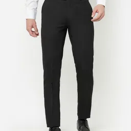 cantabil Men Regular Fit Black Cotton Blend Trousers-picture-3