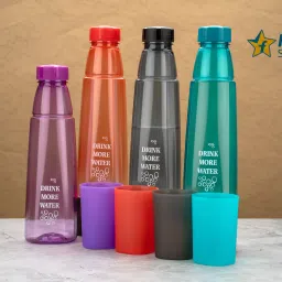flipkart smartbuy Multicolor Drink More Kip Sip 1L Water Bottle With Cool Glass 1000 ml Bottle With Drinking Glass image 5