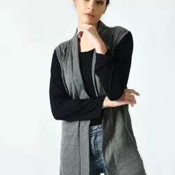 Women Straight Sleeveless Grey Shrug-image-98