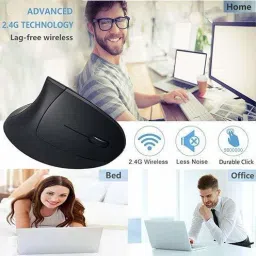 microware Ergonomic Mouse, Vertical Wireless Mouse - Rechargeable 2.4GHz Optical Vertical (Vertical-Mouse) Wireless Optical Gaming Mouse with Bluetooth image 4