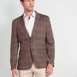 arrow Men Checkered Single Breasted Formal Blazer-picture-45