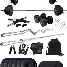 40 kg PVC 40KG Weight Plates with 3Ft Curl Rod and 5Ft Straight Rod with Gym Accessories Home Gym Combo (5KG x 6 Plates, 2.5KG x 4 Plates) Home Gym Combo-image-23