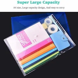 jsm Plastic A4 Document File Bag, Transparent Envelope Holder Storage Case, Snap Button Organizer, My Clear Plastic Container - Pack of 10 image 3