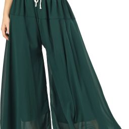 Women Relaxed Dark Green Georgette Trousers-image-28
