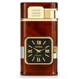 Premium Refillable Jet Flame Butane Lighter with Built-in Watch | Stylish Windproof Metal Lighter for Men | Classic Design Pocket Lighter-image-49