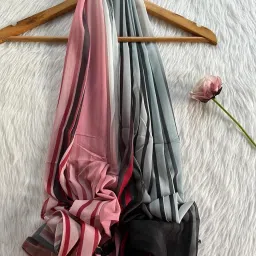 Striped Chiffon Women Maroon Fancy Scarf, Stole-picture-10