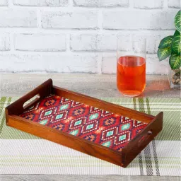 Ikkat Thai Brown Teak Wood & MDF Serving Tray Reinvention factory-picture-4