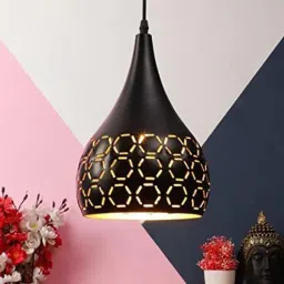 sinoman Modern Metal Black Hanging Light with Laser Cut Pattern Ceiling Fixture-picture-1