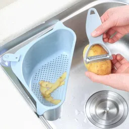 Triangle Shape Sink Storage Rack Drain Shelf Suction Cup Sink Soap Holder Kitchen Sucker Storage Drain Rack Corner Organizer, Multi Functional Kitchen Drainer Storage Rack | Piece of 1 Plastic Fruit & Vegetable Basket-6