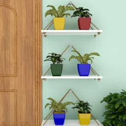 vibecrafts Set Of 3 White Engineered Wood Wall Shelves-picture-7