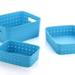 Plastic Fruit Basket Set of 3 – Multipurpose Storage Baskets Plastic Fruit & Vegetable Basket-image-101