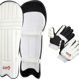 Combo Molded Batting Pad with Gloves, White, Small Size, for 7 to 9 Yrs, R/H Batting Gloves-image-74