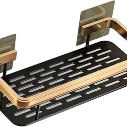 Floating Bathroom Shelf, Punch-Free Double Layer Rustproof Shower Caddy (pack 1) Aluminium Wall Shelf-image-54