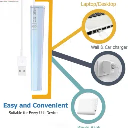Ambert 10W 1Ft USB LED Light for Power Bank, Laptop, Mobile Charger, Desktop, 10 W 27 cm Tube Light-19