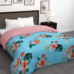Story@home Pink & Blue Floral 180 GSM AC Room Reversible Double Bed Comforter-image-48