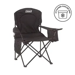 Foldable Camping Quad Armchair With Built-In Can Cooler, Mesh Cup Holder & Side Pockets, Black-image-62