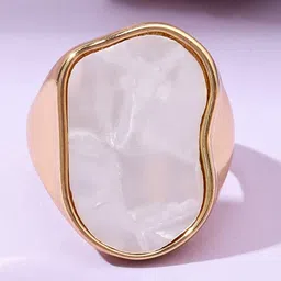 SALTY Pearl Beaded Enamelled Adjustable Finger Ring-47