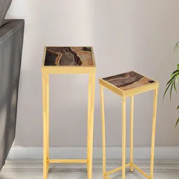 THE HOME CO. Brown 2 Pieces Square Wooden Nesting Table-2
