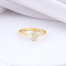 GIVA 925 Sterling Silver Gold-Plated Stone-Studded Adjustable Heart Shape Finger Ring-image-39