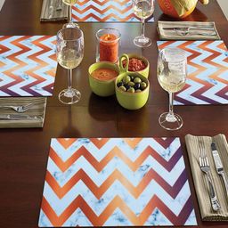 LUXEHOME INTERNATIONAL 4 Pieces Blue & Brown Printed Anti-Skid Table Placemet Set-53