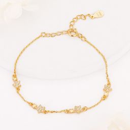 GIVA Women Sterling Silver Cubic Zirconia Gold-Plated Link Bracelet-38