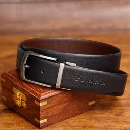 LOUIS STITCH Men Textured Leather Reversible Belt-image-46