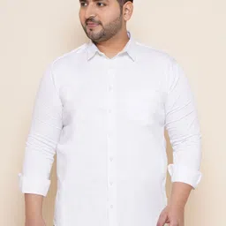 John Pride Plus Size Stretchable Opaque Casual Satin Shirt-image-47