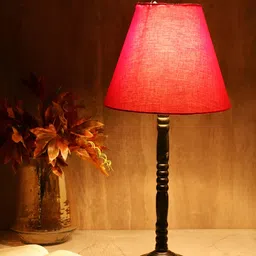 BTR CRAFTS Red Frustum Shaped Metal Table Lamp With Adjustable Cord-25
