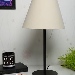 BTR CRAFTS Off White & Black Frustum Shape Metal Table Lamp with Adjustable Cord-11