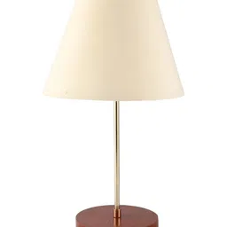 BTR CRAFTS Off White & Brown Frustum Shaped Metal Table Lamp with Adjustable Cord-31