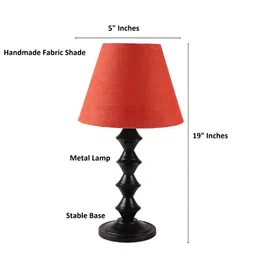 BTR CRAFTS Red Textured Frustum Shaped Metal Table Lamp With Adjustable Cord image 4