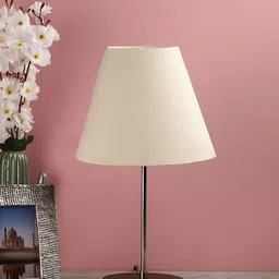 BTR CRAFTS Off White & Black Frustum Shaped Metal Table Lamp with Adjustable Cord-14