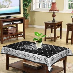 Kuber Industries Black Printed 4-Seater Rectangular Table Cover-4