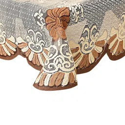 Kuber Industries Cream & Brown Printed 4-Seater Rectangular Table Cover image 5