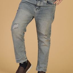 TALES & STORIES Boys Skinny Fit Mildly Distressed Heavy Fade Stretchable Jeans-picture-11