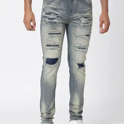 WAIMEA Men Mid-Rise Skinny Fit Highly Distressed Heavy Fade Stretchable Jeans-picture-0