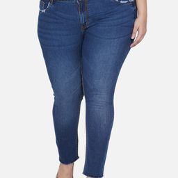 Kiaahvi by JOHN PRIDE Women Plus Size Skinny Fit Low Distress Light Fade Stretchable Jeans-31
